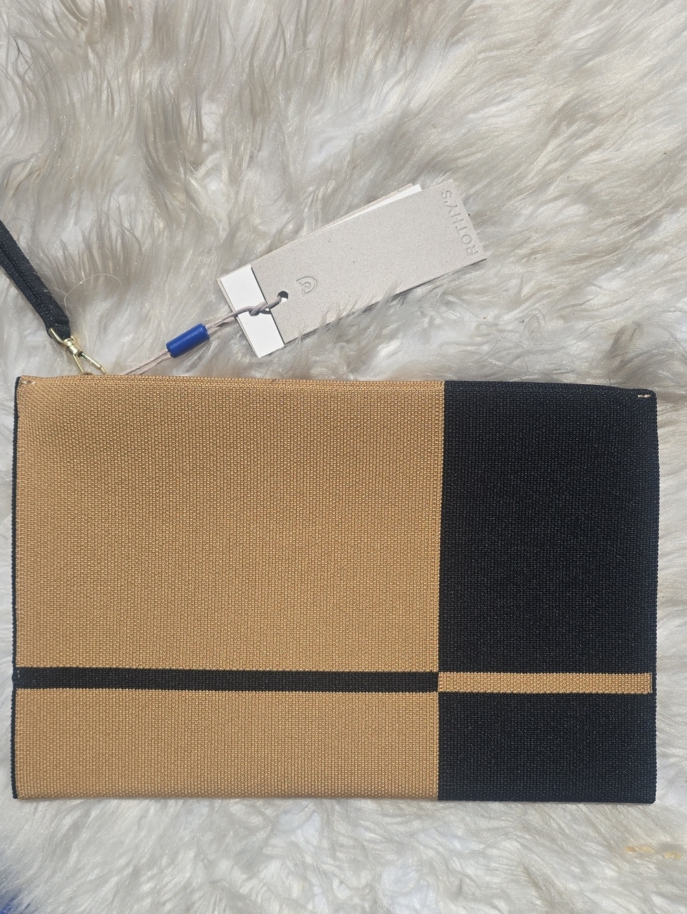 Rothy's Reversible Black & Camel Colorblock Wristlet Clutch NWT - Picture 4 of 4